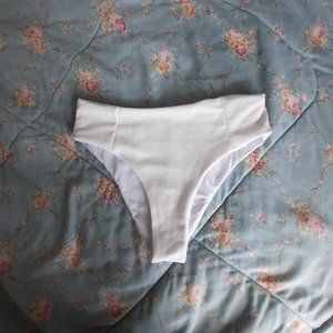 Zaful White High Waisted Ribbed Bikini Bottom, Size 6 *5 FOR $25